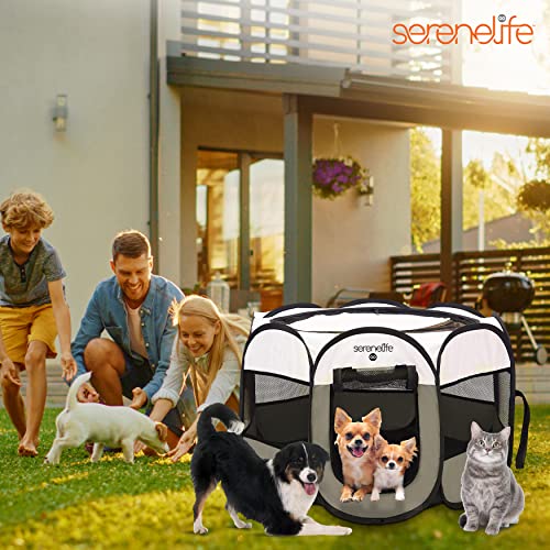 8-Panel Foldable Pet Playpen with Food/Water Bowl, Red V399790