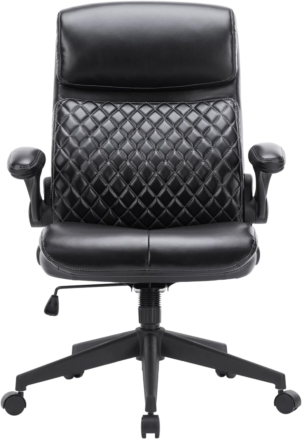 Black Leather High Back Executive Office Chair with Padded Flip-up Arms F1977