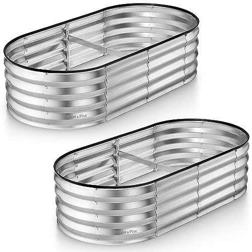 8×4×1 ft 2-Pack Galvanized Metal Raised Garden Bed P910