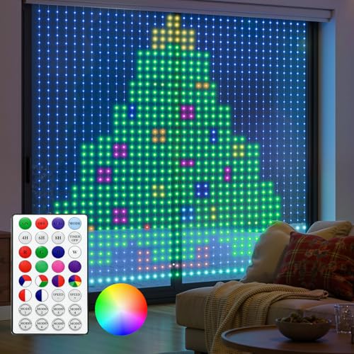 400 RGBIC LED Smart Curtain Fairy Lights, 6.6x6.6ft, IP65 Waterproof F956