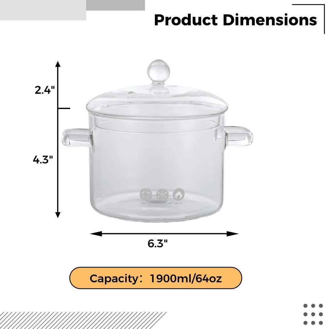 64oz High Borosilicate Glass Saucepan with Lid N361767