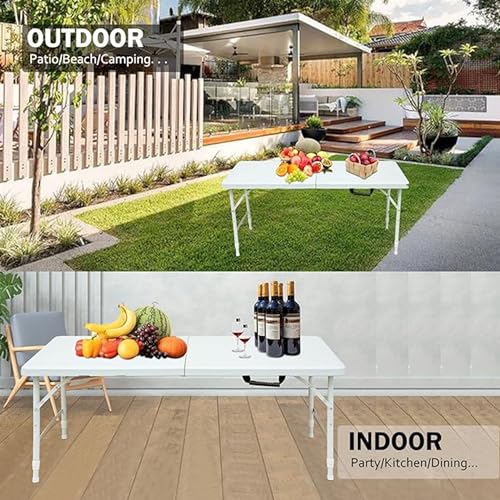 4ft White Plastic Folding Table with Carry Handle G880