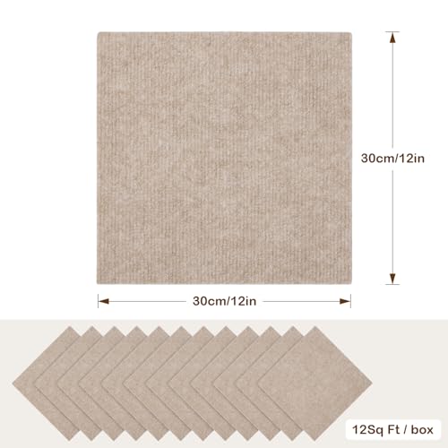 12 Pack Dark Grey Self Adhesive Carpet Floor Tiles G289