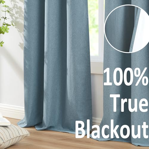 Natural Linen Blackout Curtains 84 inch Long, 2pcs, Ivory X981365