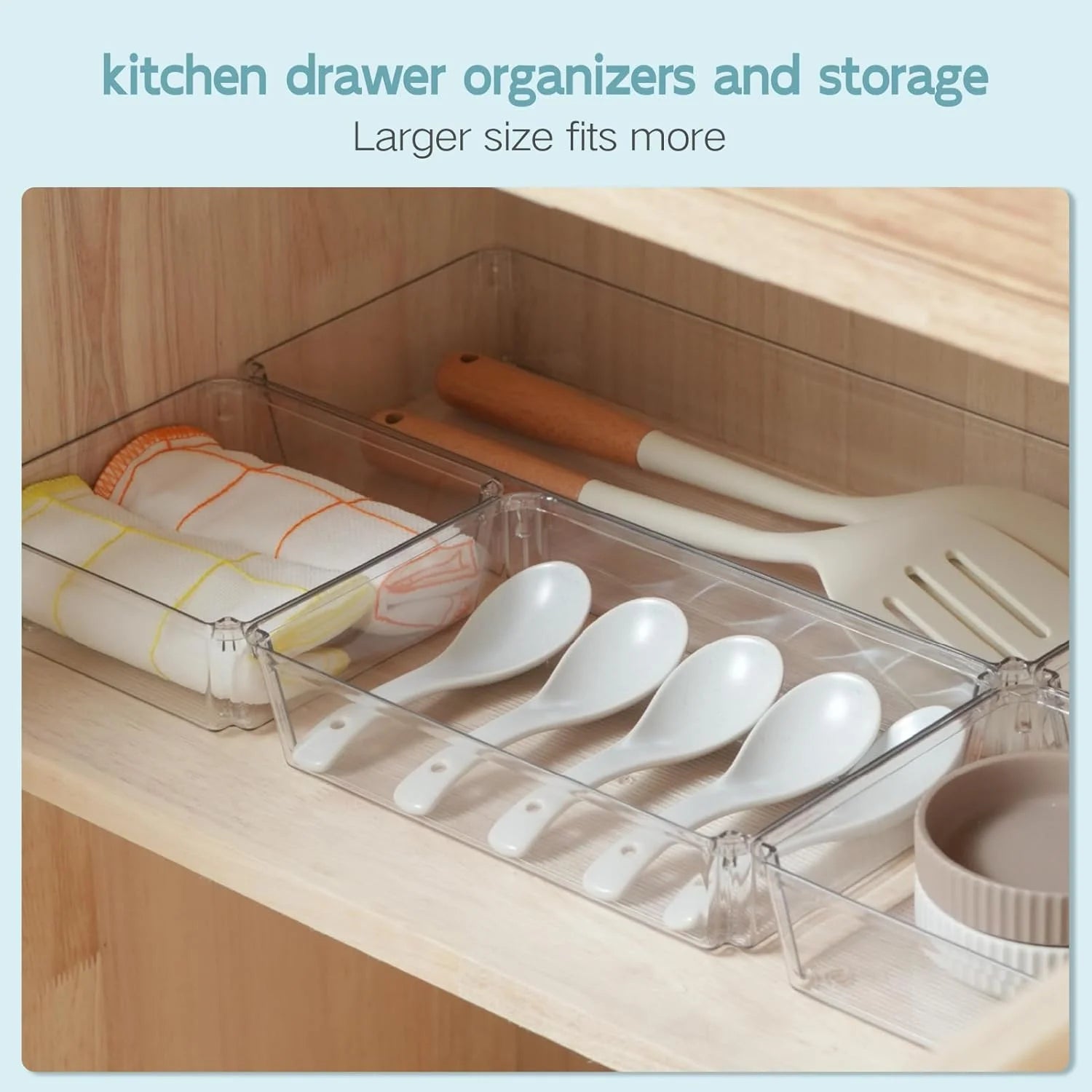 6 Pack Clear Plastic Drawer Organizer Trays S605