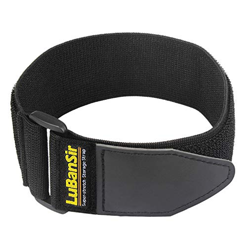 Black 2" x 18" (6 Pack) Elastic Hook and Loop Storage Straps with Buckle N36356