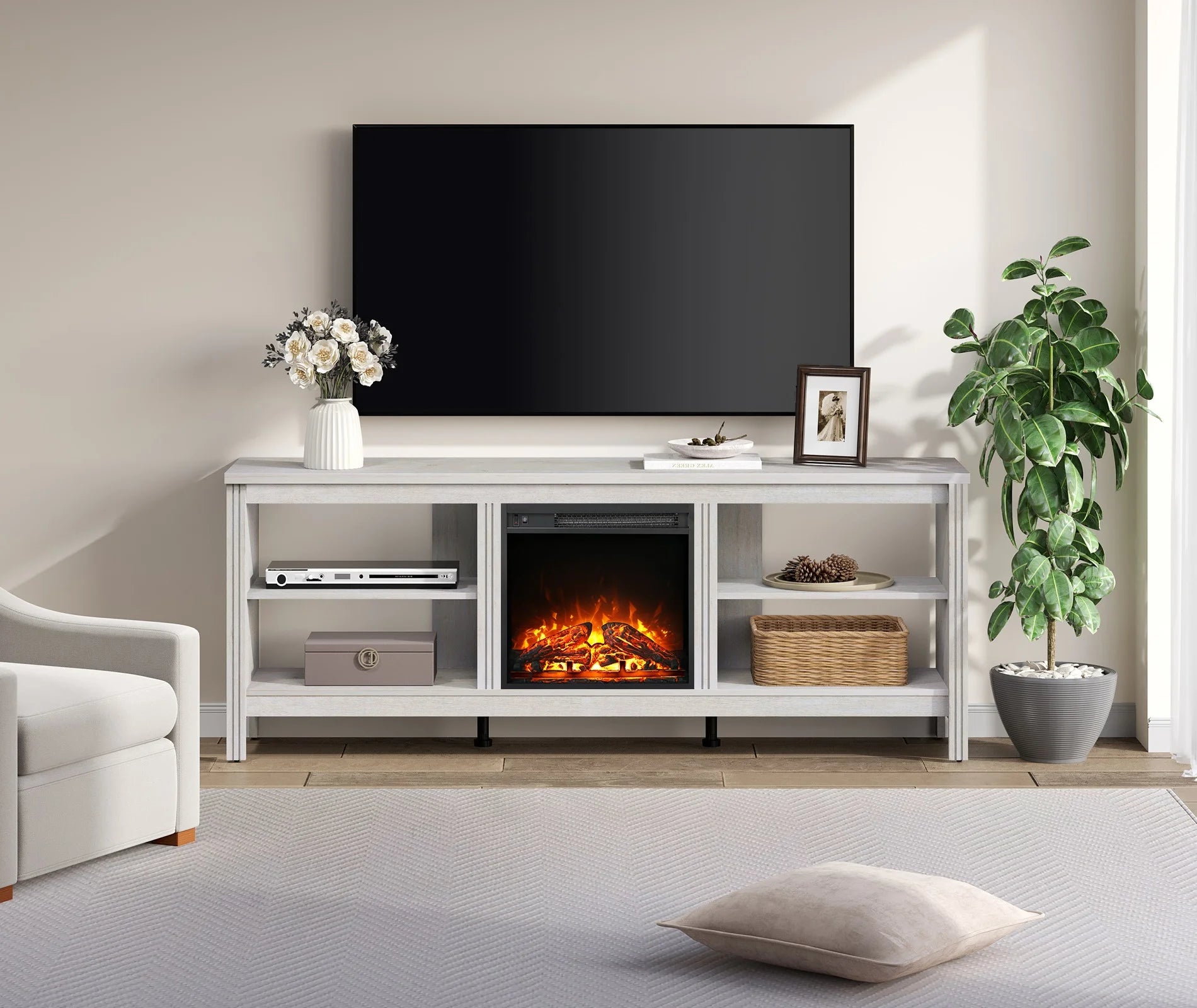 Black TV Stand with 8 Storages K667813