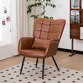 Brown Leather Accent Chair with Metal Legs A819
