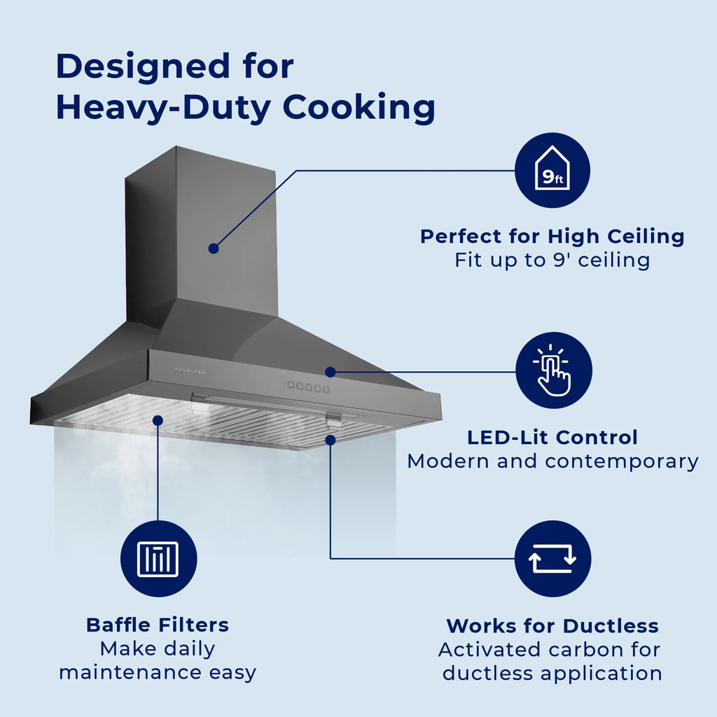 30 in. Convertible Wall-Mounted Range Hood, Black Stainless Steel Z435744