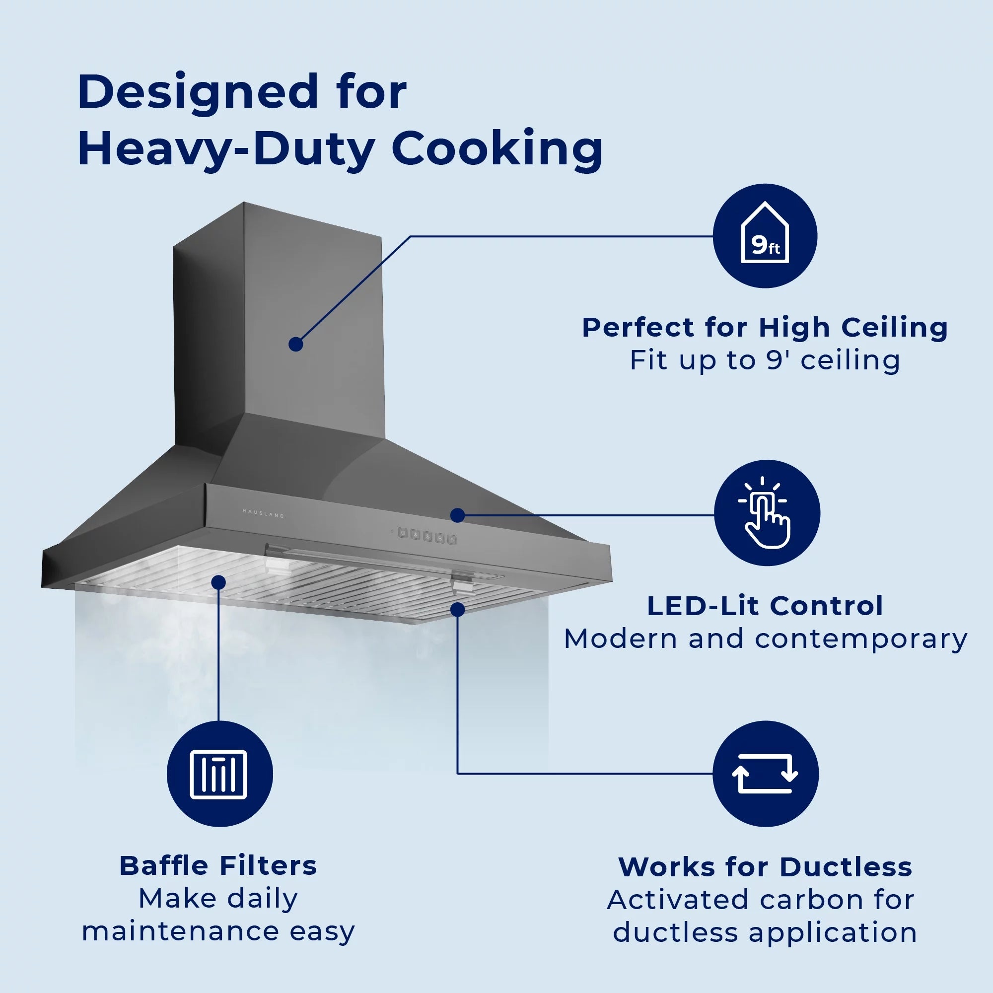 30 in. Convertible Wall-Mounted Range Hood, Black Stainless Steel Z435744
