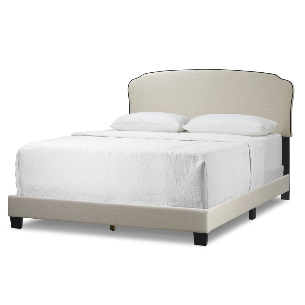 Beige Fabric Queen Bed W512
