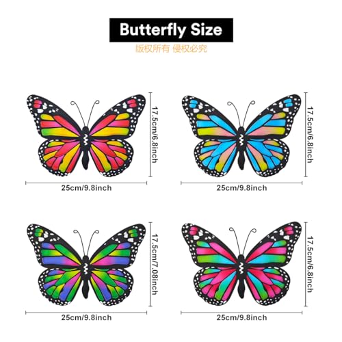 4 Pack 9.8in Metal Butterflies Wall Sculpture T26954