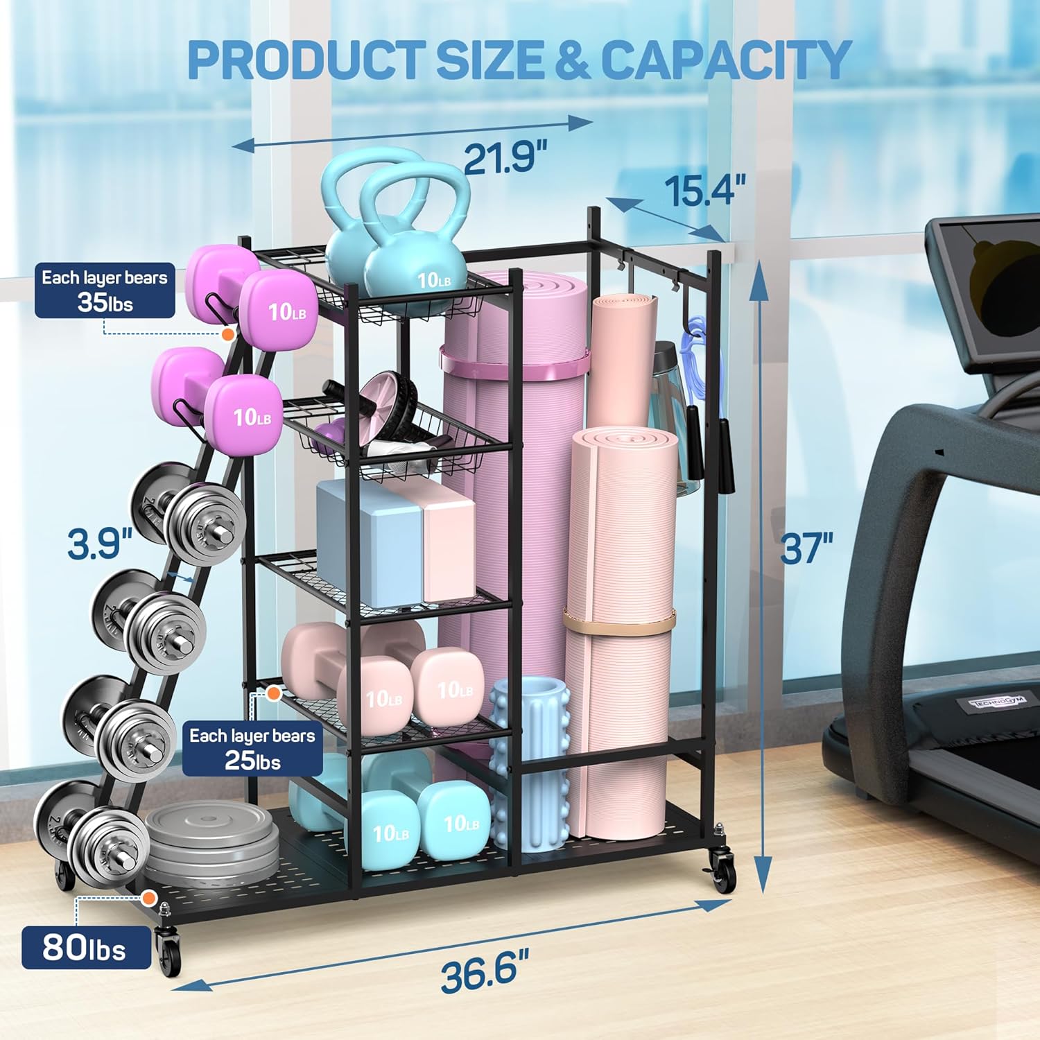 Weight Rack for Dumbbells and Gym Equipment G83956