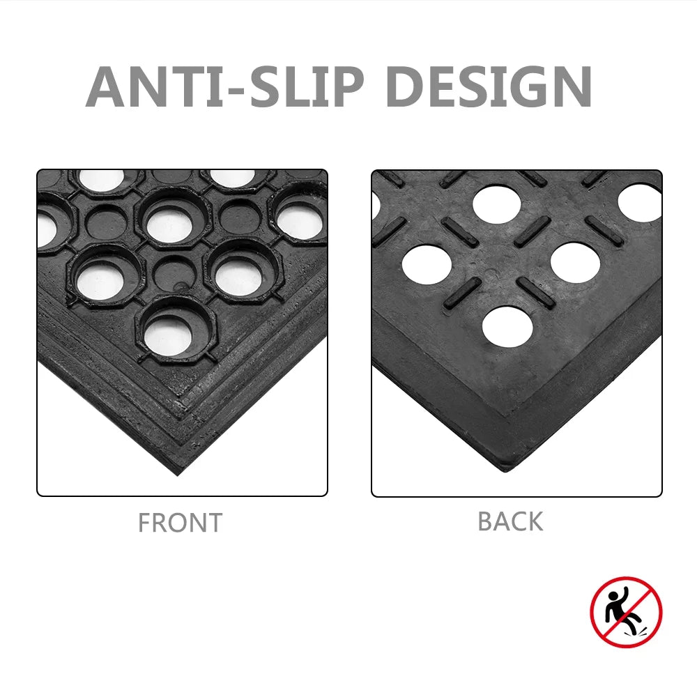 60" x 36" Anti-Fatigue Non-Slip Rubber Floor Mat with Holes M30978