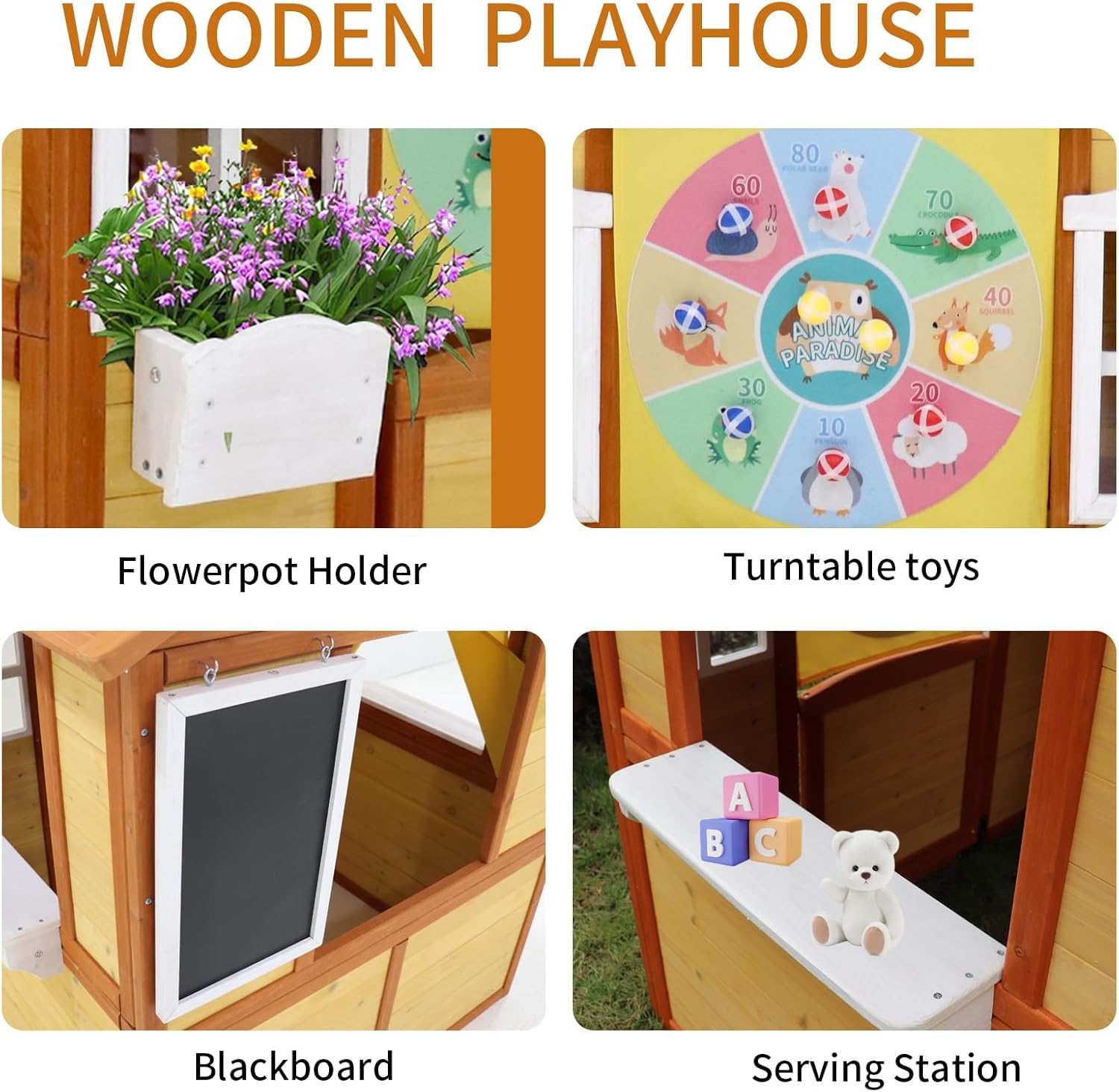 Wooden Playhouse with Working Door and Windows F74734