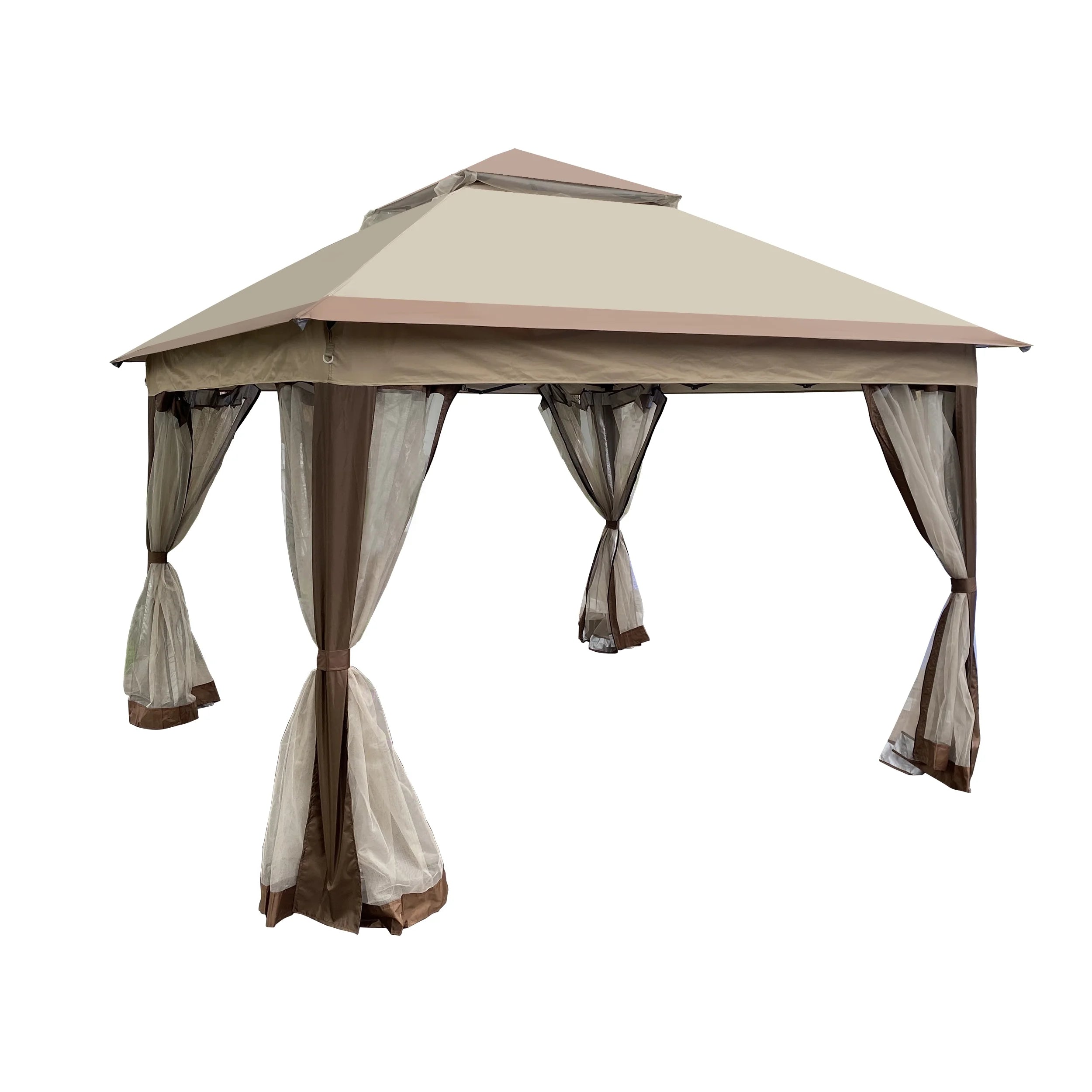 Coffee Pop Up Gazebo Canopy with Removable Zipper Netting N112437