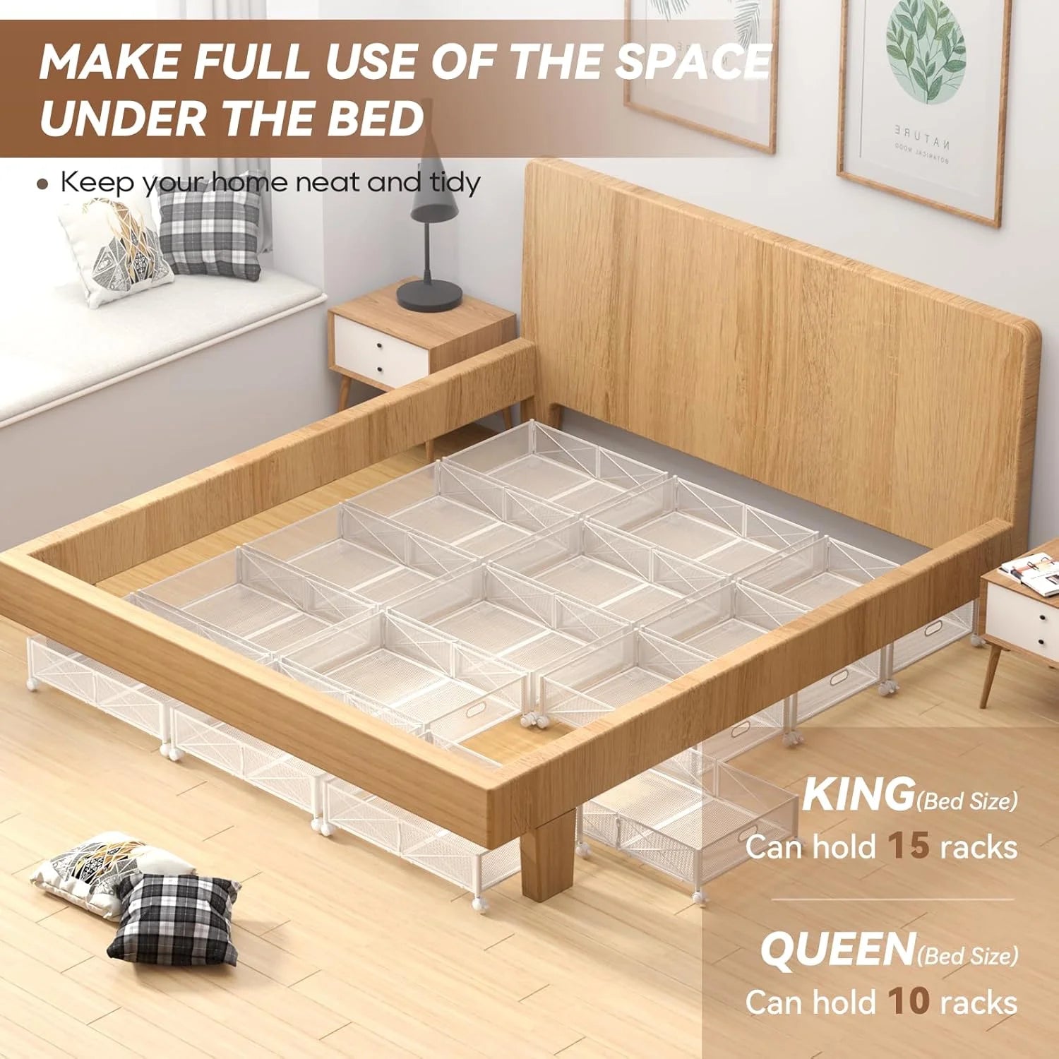 Under Bed Storage Containers with Wheels, Metal Storage Containers -2PCK E45897