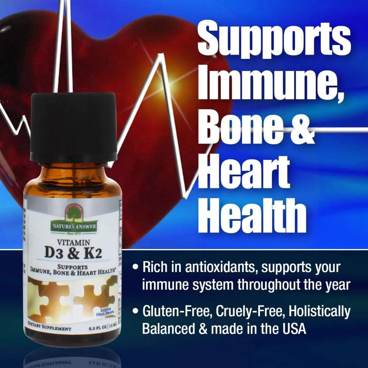 Vitamin D3 and K2 Liquid Drops 0.5oz J12450