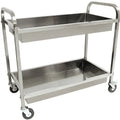 Stainless Serving Cart with Two Trays and Locking Casters F12137