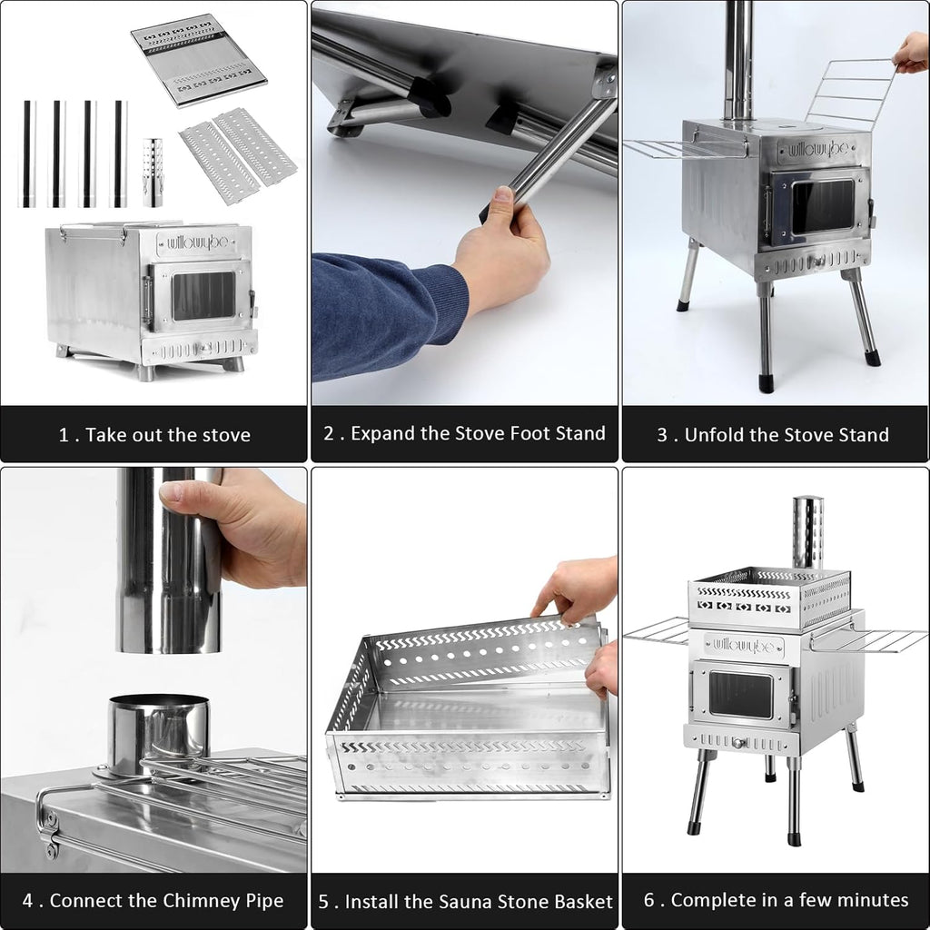 Outdoor Sauna Hot Tent Stove, Portable Camping Wood Stove L61687