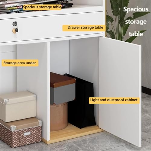 White Reception Desk with Drawers I1682
