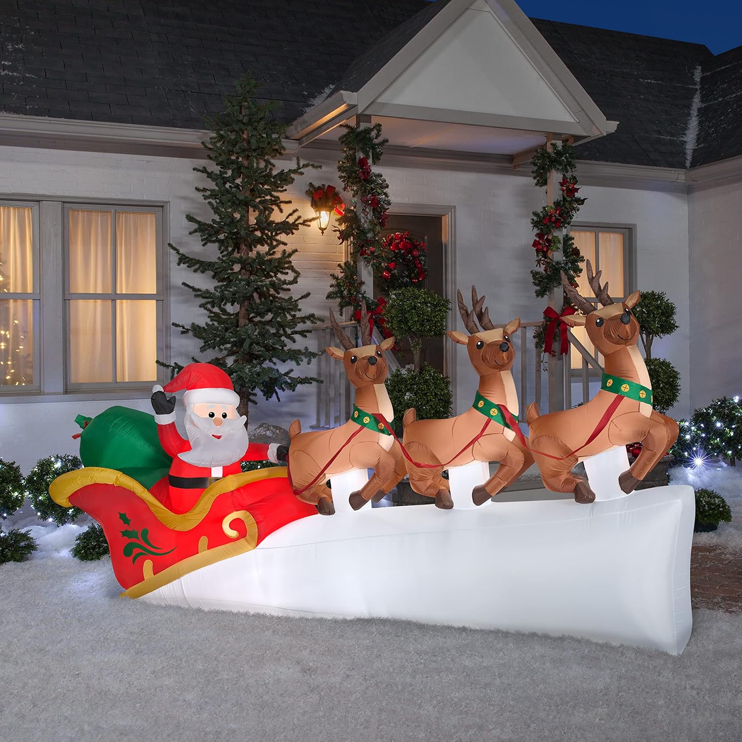 5.5 ft White Inflatable Santa Sleigh E601560