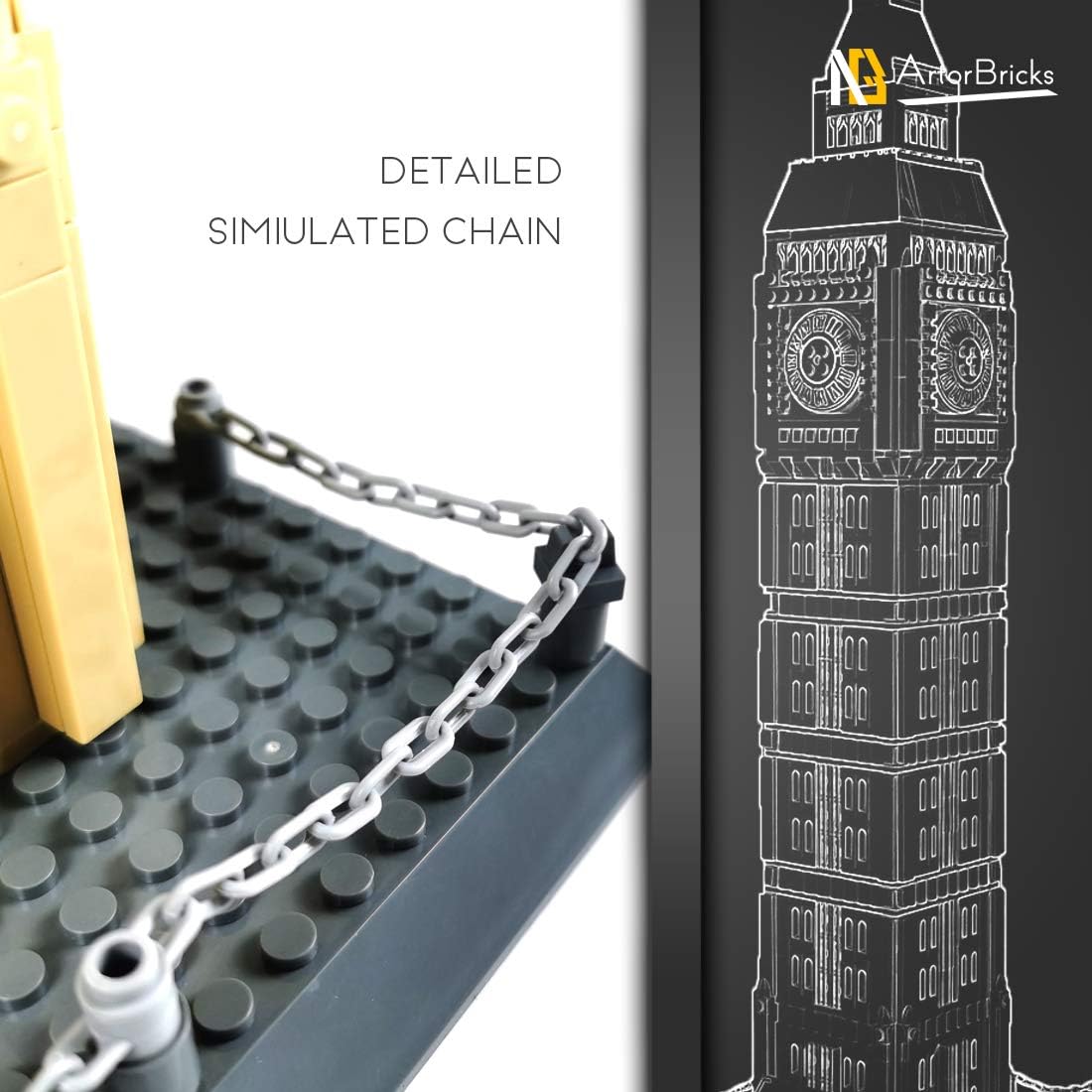 Architectural Big Ben Building Set (1666 pieces) M522