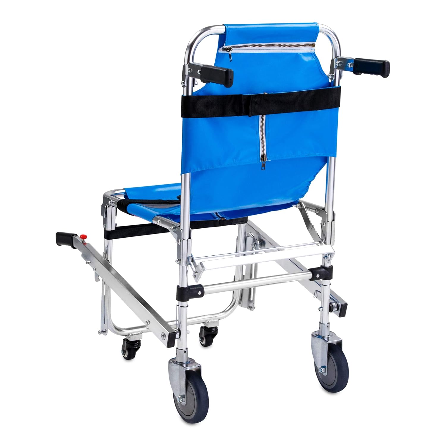 Blue Foldable Aluminum Stair Chair with Patient Restraint Straps 350 lbs Capacity 36″ x 21″ x 28″ L10745