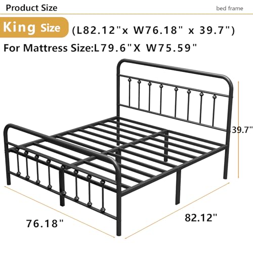 Black Full Size Metal Bed Frame with Headboard R679