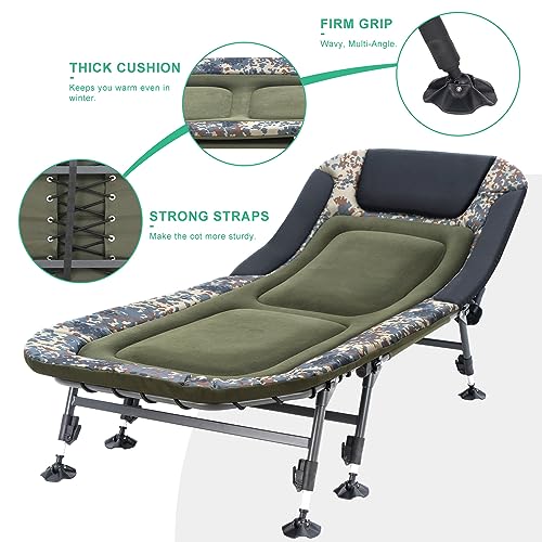 Oversized Folding Camping Cot with Mattress and Carry Bag, Green B339