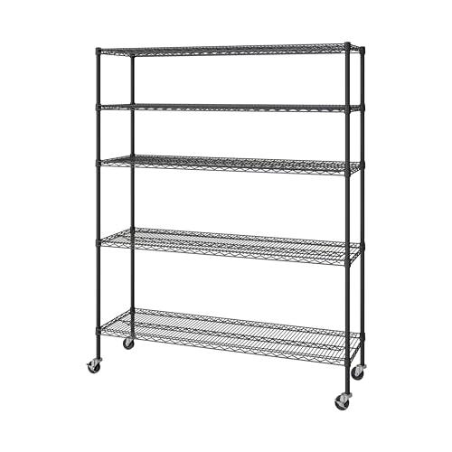 Black 5-Tier Solid Steel Wire Rack Storage Unit O60902