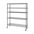 Black 5-Tier Solid Steel Wire Rack Storage Unit O60902