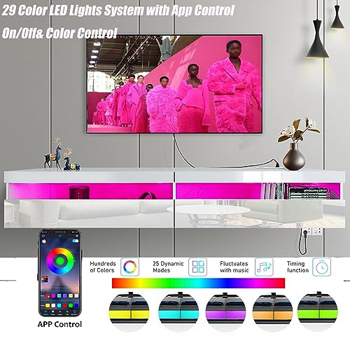 71" Floating TV Stand with Led Lights and Power Outlet J721843