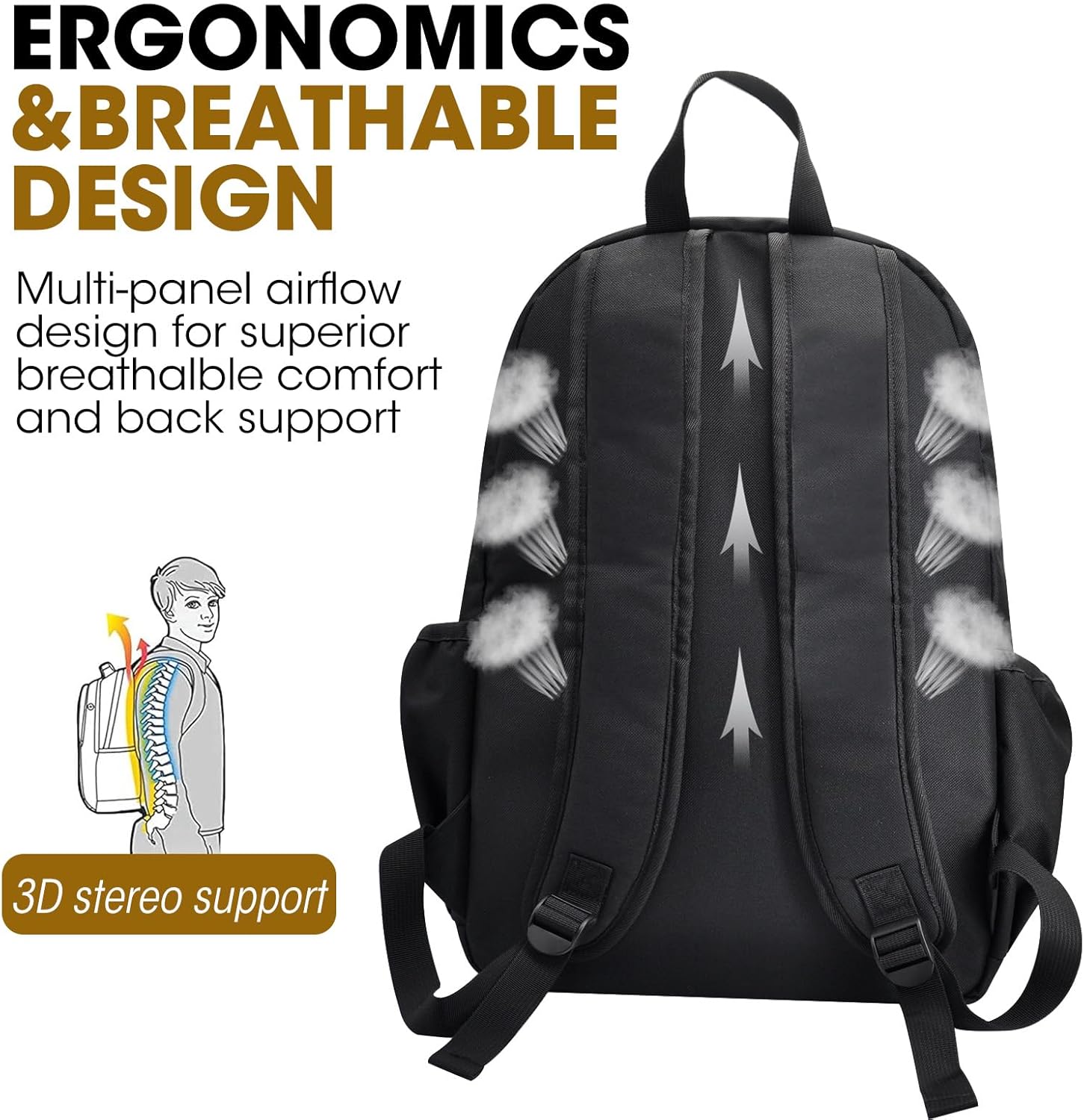 Black Small Lightweight Travel Backpack T542304