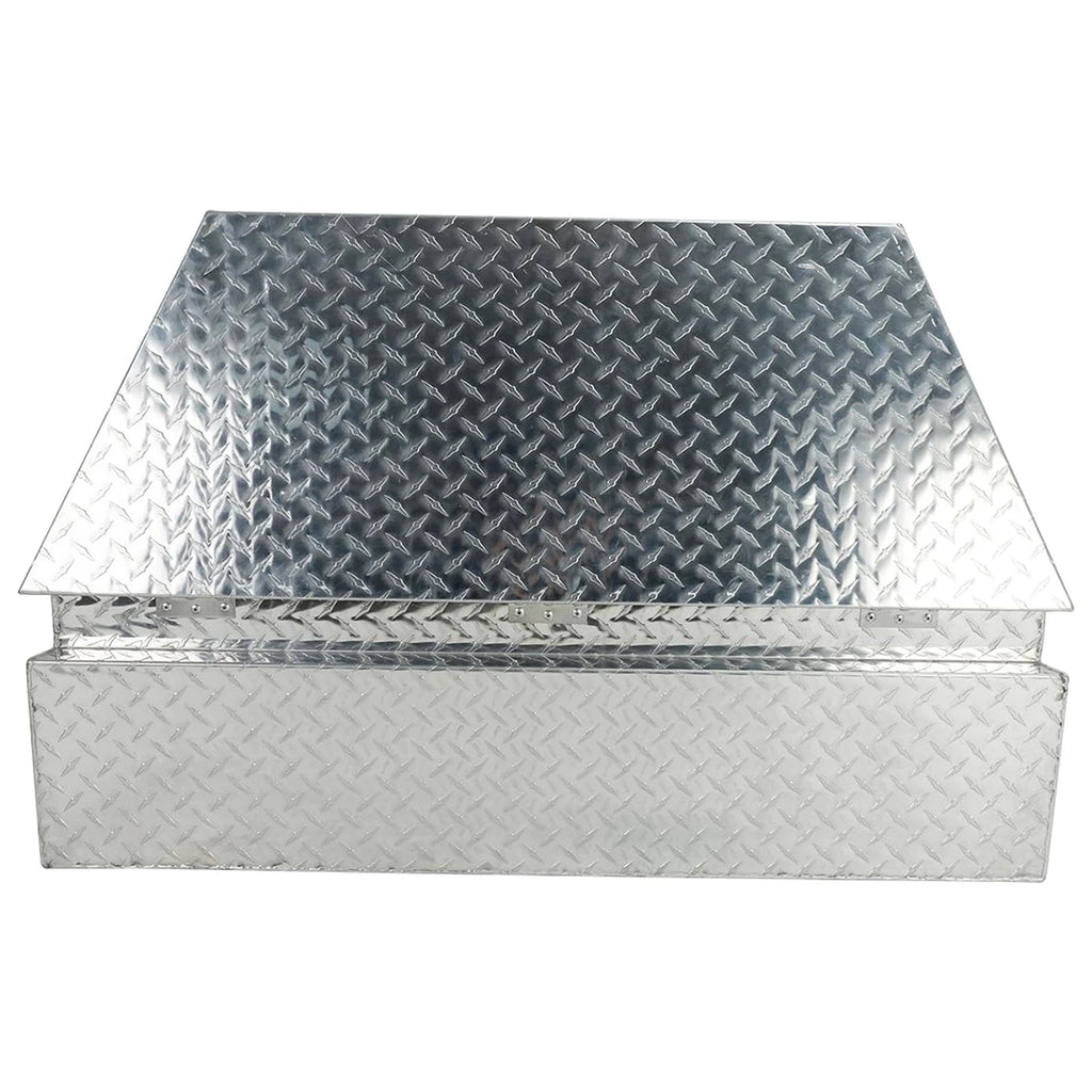Heavy Duty Aluminum Diamond Plate Trailer Tongue Box with Lock and Keys, Silver, 39 x 16.5 x 12 Inches H6601