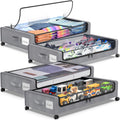 Gray 4-Pack 60L Under Bed Storage Bins with Wheels and Clear Lids U879