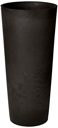 Black Tall Round Planter, 13 by 13 by 28-Inch C7888