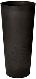 Black Tall Round Planter, 13 by 13 by 28-Inch C7888