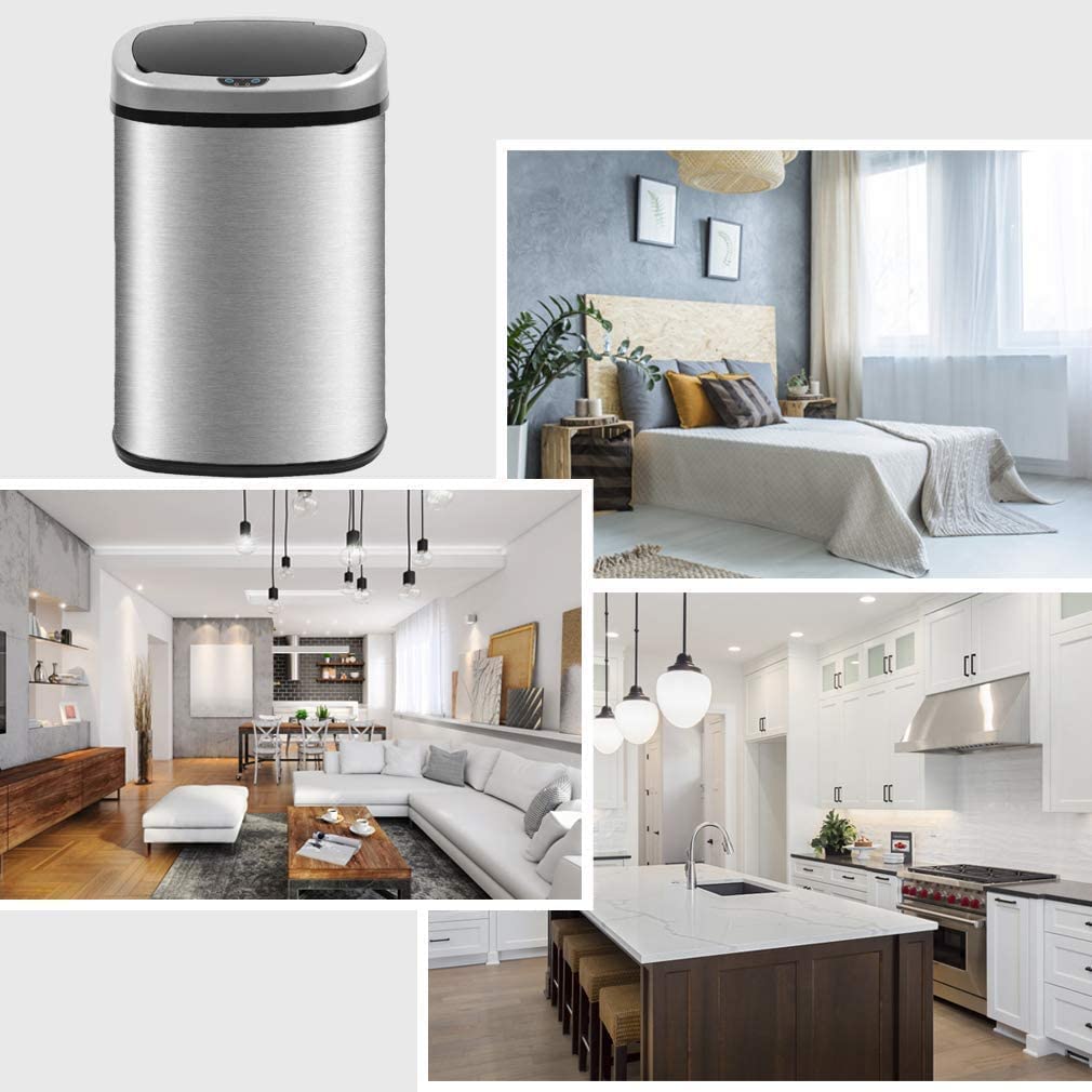 13 Gallon Stainless Steel Motion Sensor Trash Can with Lid J61529