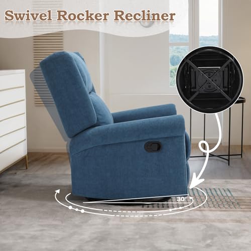 Manual Swivel Rocking Recliner with Adjustable Backrest & Footrest X378622