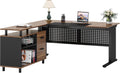 Brown and Black 63 Inch L Shaped Computer Desk with File Cabinet M226341