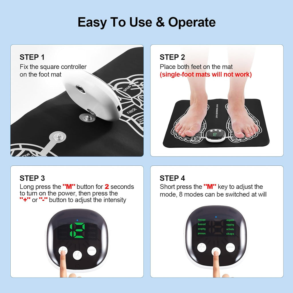Foot Massager Mat with 8 Modes and 19 Intensity Levels Z7004