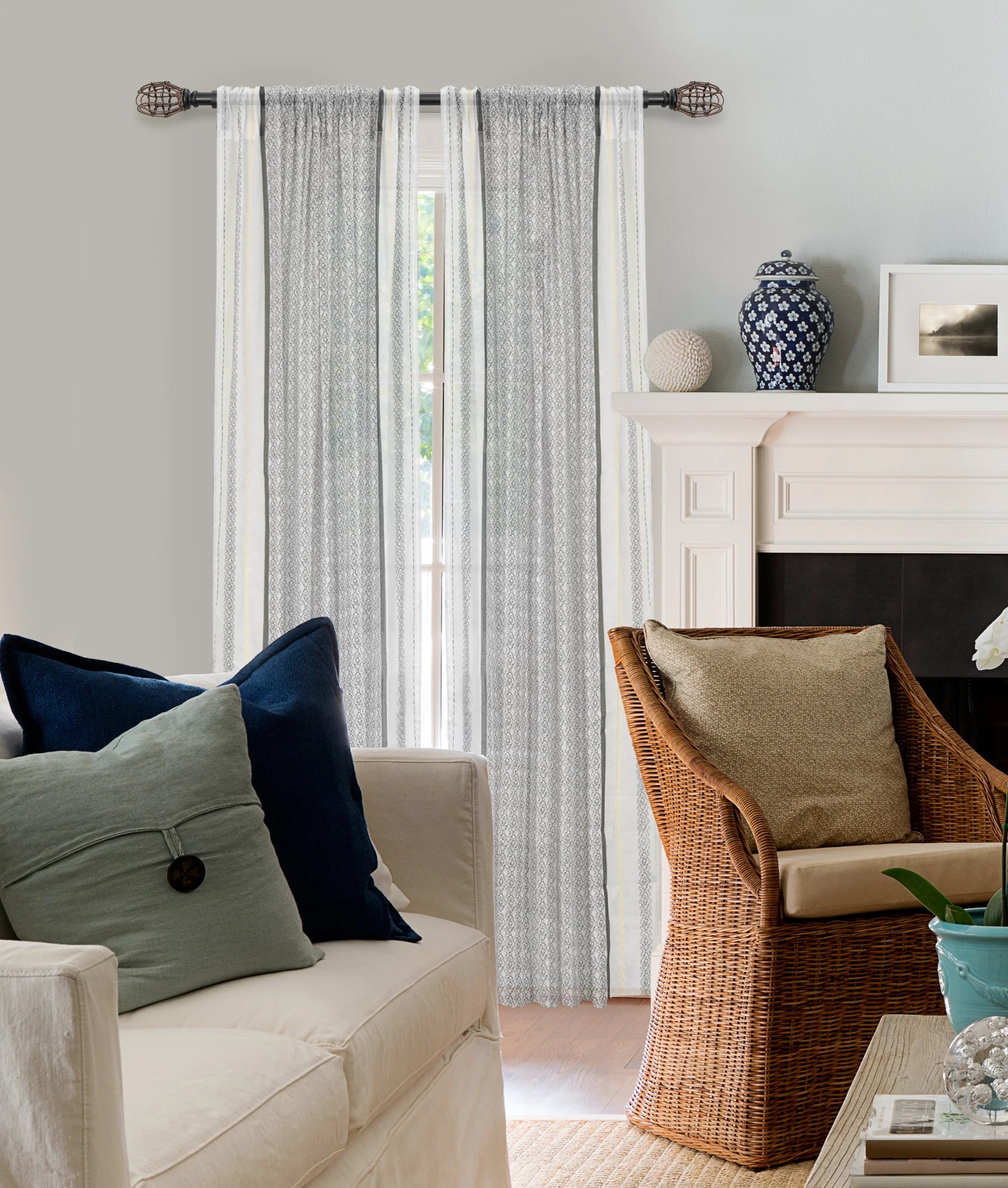 Matte Black Drapery Single Curtain Rod Set F564815