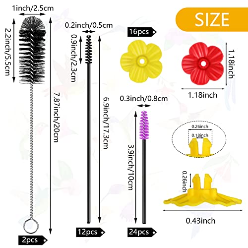 38 Pcs 3 Size Hummingbird Feeder Cleaning Brush with Replacement Flowers Feeding Ports Y13781