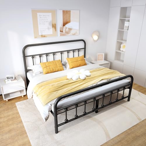 Black Full Size Metal Bed Frame with Headboard R679