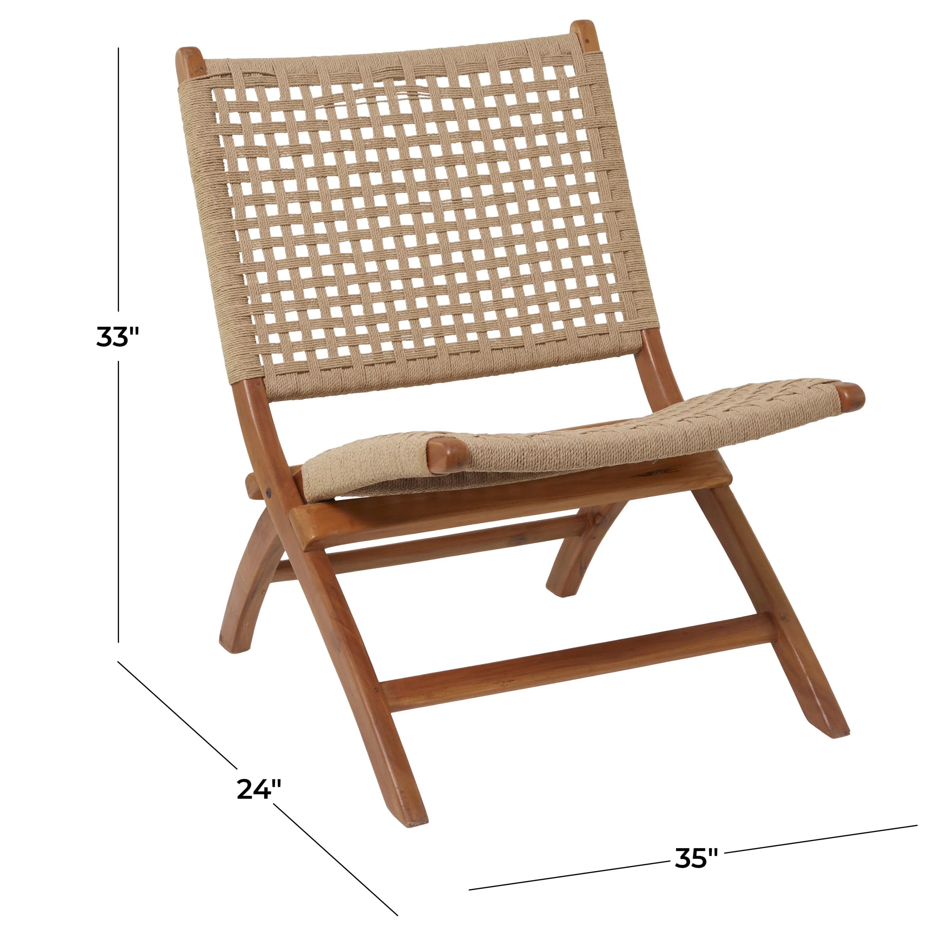 Brown Wood Handmade Woven Lounge Chair R686