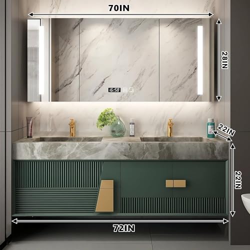 52IN Double Bathroom Vanity with Ceramic Basin Solid Wood Cabinet Door Drawer I529927