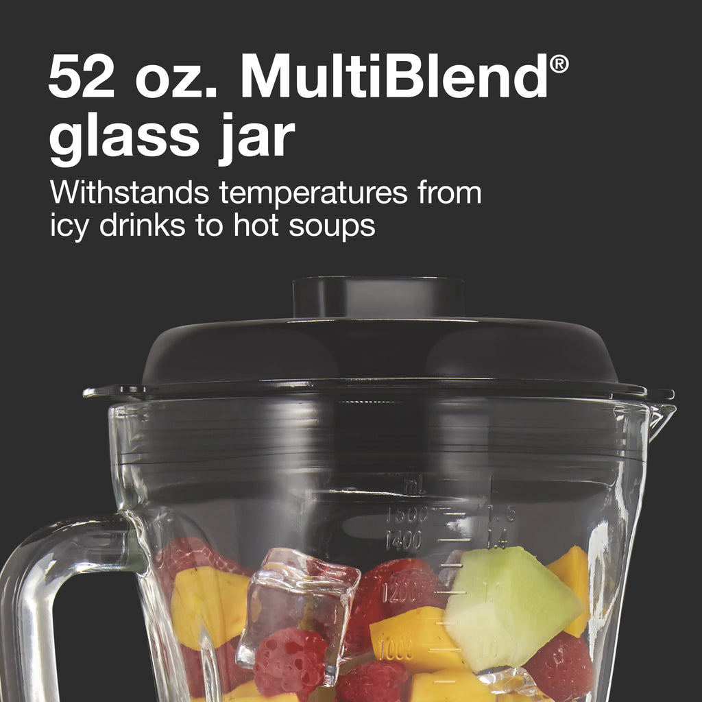 Black and Silver 52 oz BPA Free Glass Blender W26110