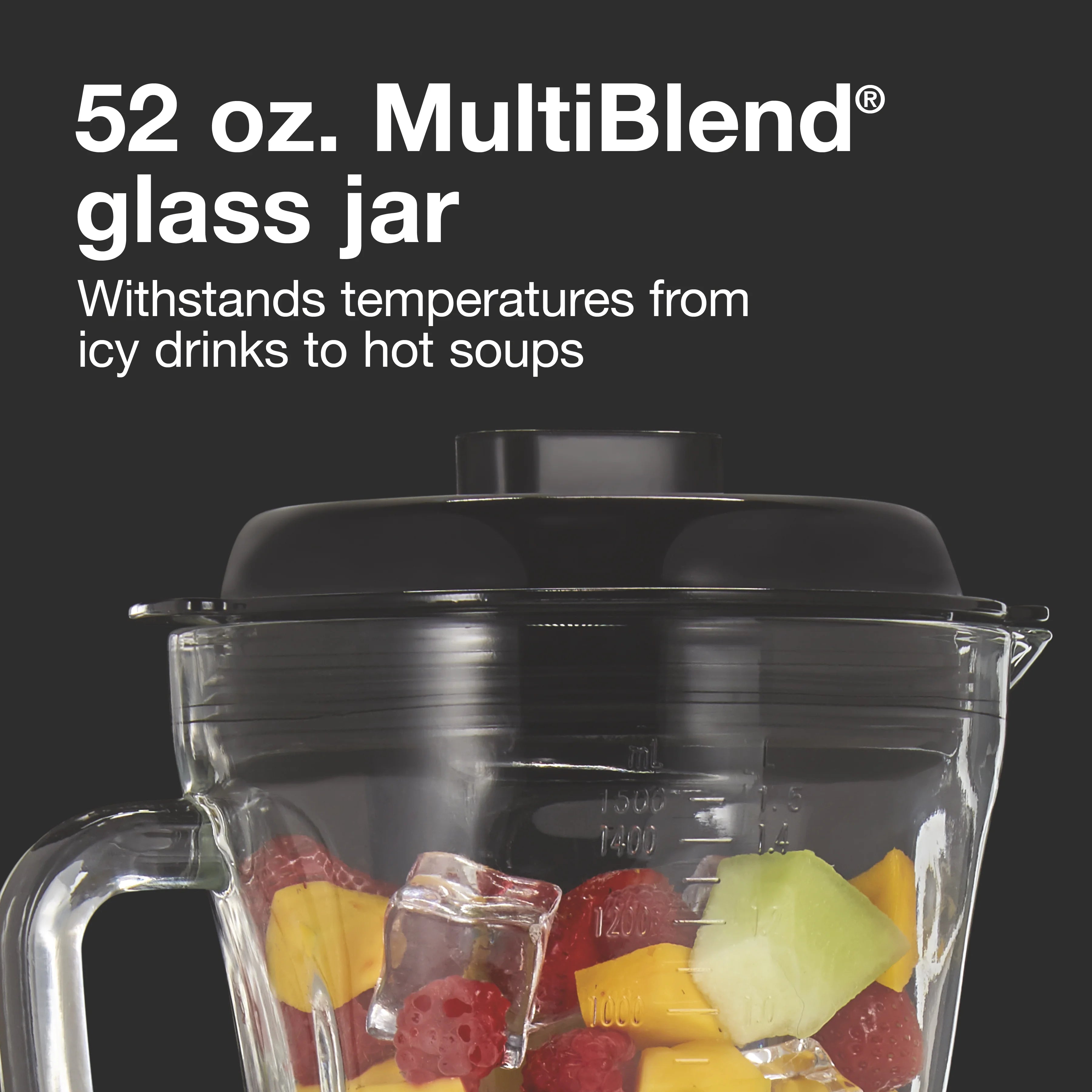 Black and Silver 52 oz BPA Free Glass Blender W26110