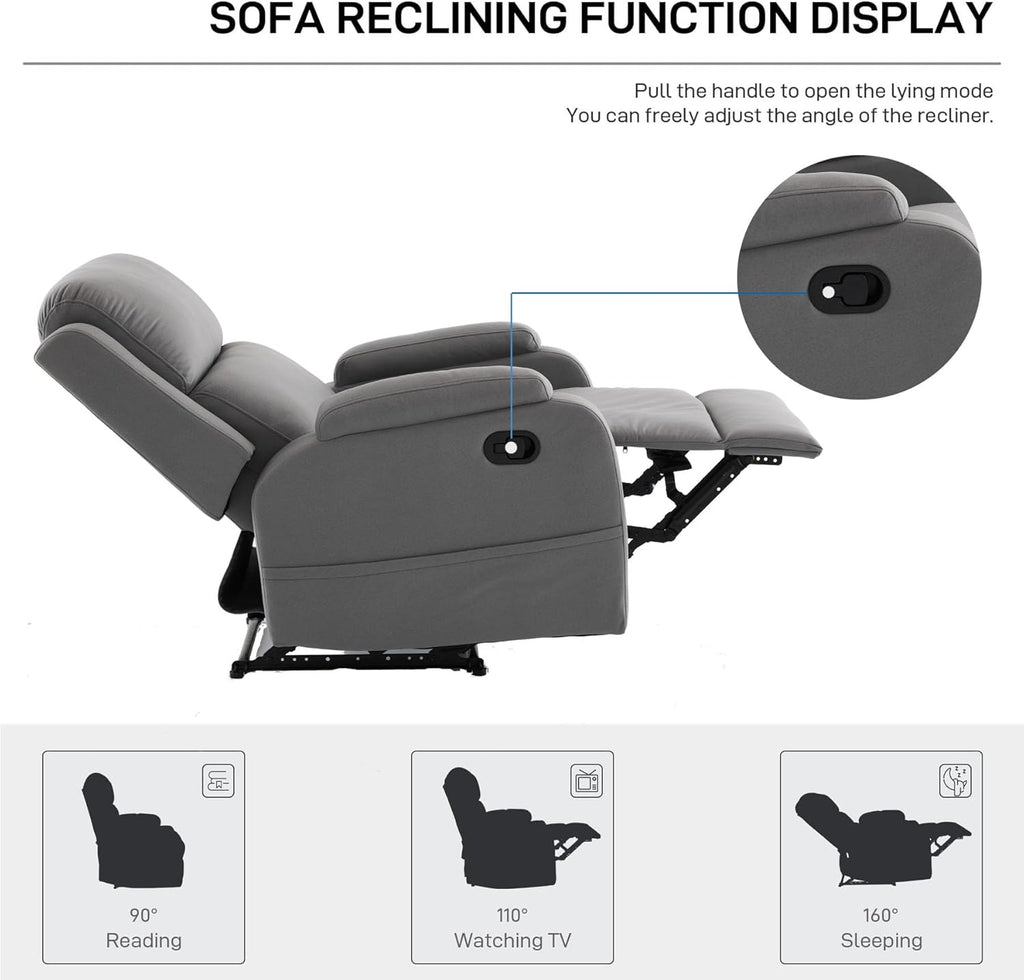Leather Recliner Chair with Adjustable Backrest E9079